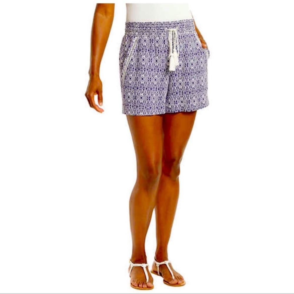 Briggs Ladies Linen Blend Short, Blue Print ( XL ) - Picture 2 of 4